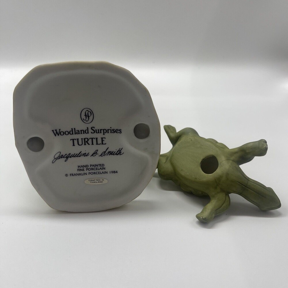 Franklin Mint Woodlands Surprises 1984 TURTLE Porcelain Figurine In Original Box - Picture 6 of 10
